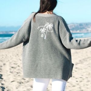 The Beach People Embroidered oversized open front cardigan M/L